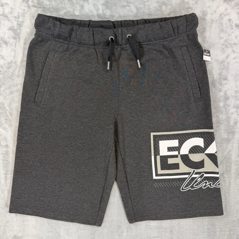 Ecko Unltd Fleece Sweat Shorts Men's Size M Black Gray Graphic Streetwear‎ NEW